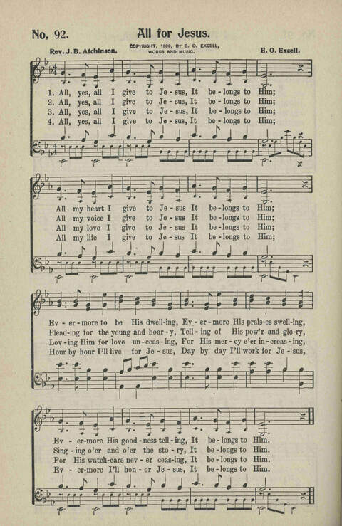 Ministry in Song: A new collection of songs for all relgious services especially arranged for Sunday schools, Epworth Leagues, prayer meetings and revivals page 92