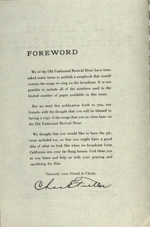 Old Fashioned Revival Hour Songs page ix