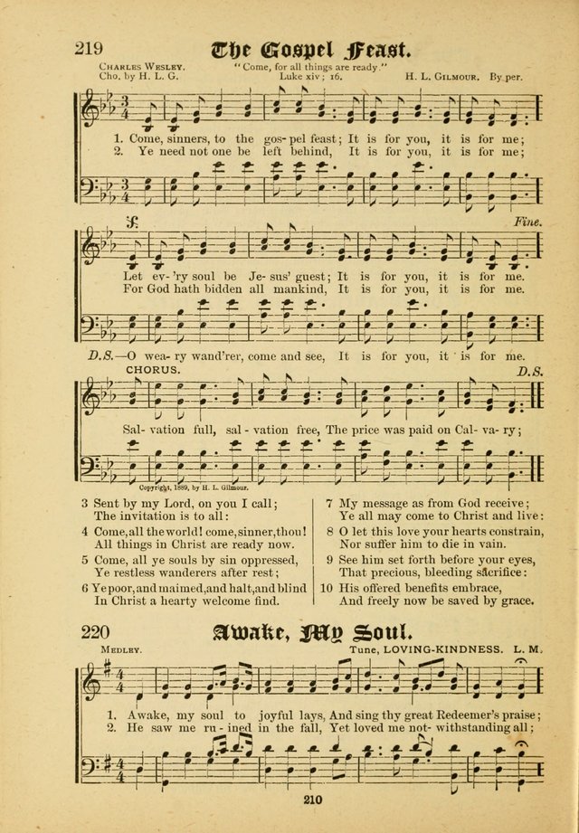 Our Praise in Song: a collection of hymns and sacred melodies, adapted for use by Sunday schools, Endeavor societies, Epworth Leagues, evangelists, pastors, choristers, etc. page 210