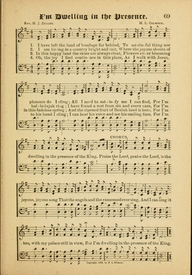 Our Praise in Song: a collection of hymns and sacred melodies, adapted for use by Sunday schools, Endeavor societies, Epworth Leagues, evangelists, pastors, choristers, etc. page 69