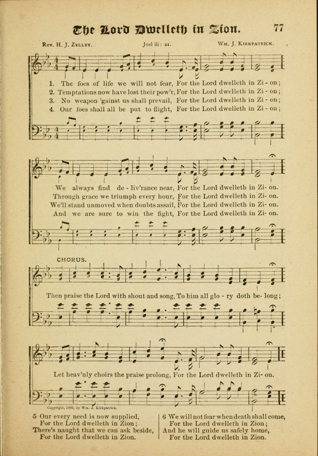 Our Praise in Song: a collection of hymns and sacred melodies, adapted for use by Sunday schools, Endeavor societies, Epworth Leagues, evangelists, pastors, choristers, etc. page 77