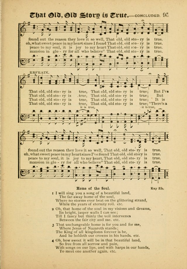 Our Praise in Song: a collection of hymns and sacred melodies, adapted for use by Sunday schools, Endeavor societies, Epworth Leagues, evangelists, pastors, choristers, etc. page 95