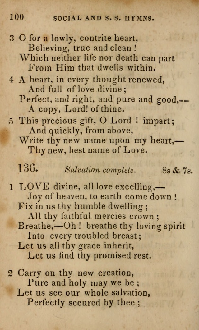 Oberlin social & sabbath school hymn book page 100