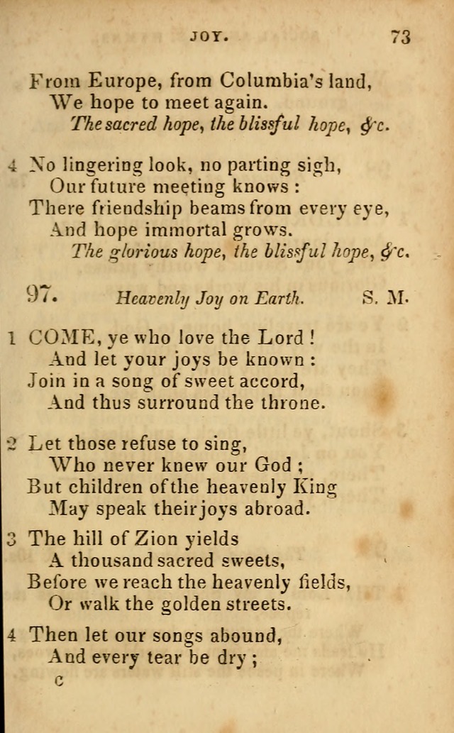 Oberlin social & sabbath school hymn book page 73