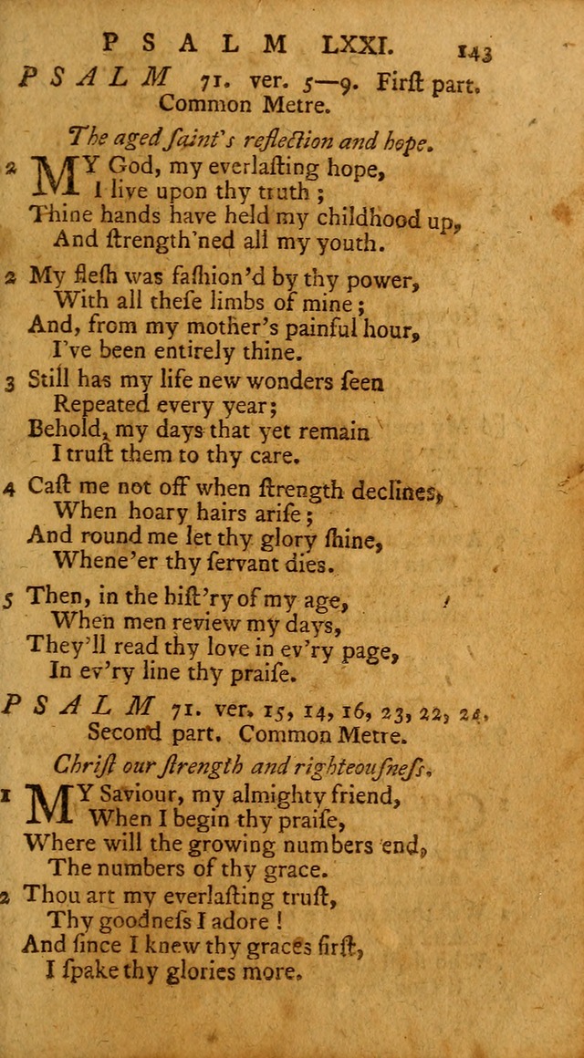 Psalms, carefully suited to the Christian worship in the United States of America: being an improvement of the old version of the Psalms of David ; allowed by the reverend Synod of New York and Philad page 143