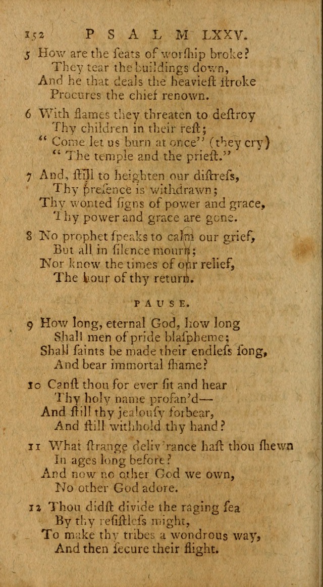 Psalms, carefully suited to the Christian worship in the United States of America: being an improvement of the old version of the Psalms of David ; allowed by the reverend Synod of New York and Philad page 152