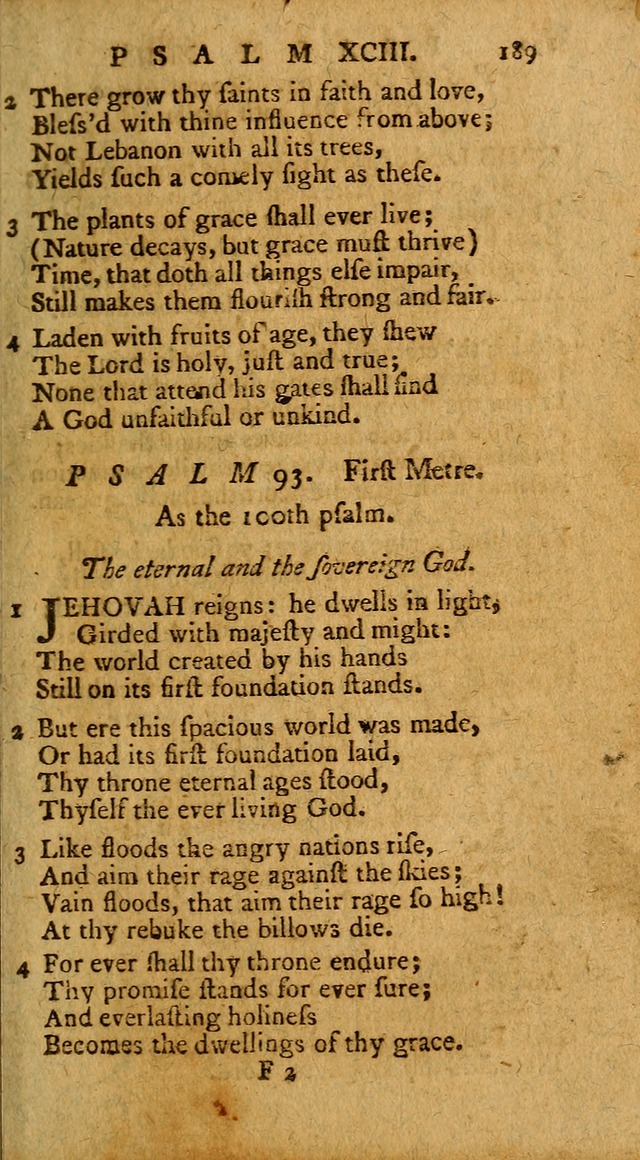 Psalms, carefully suited to the Christian worship in the United States of America: being an improvement of the old version of the Psalms of David ; allowed by the reverend Synod of New York and Philad page 189