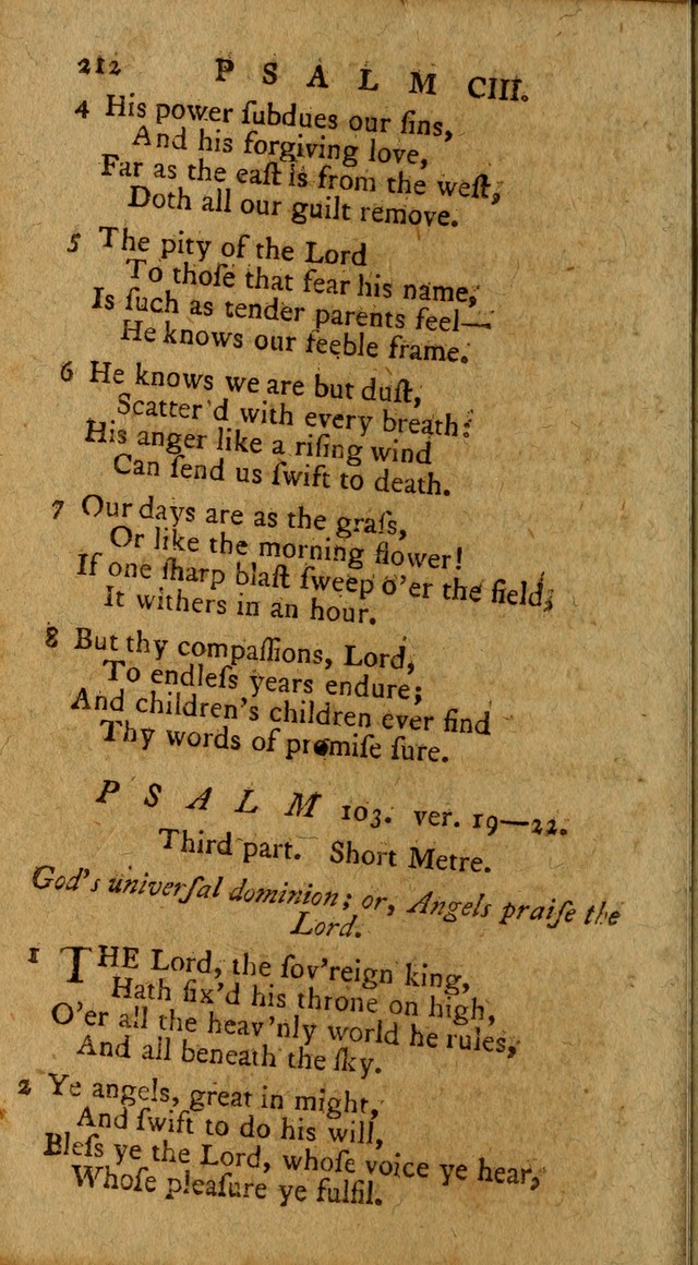Psalms, carefully suited to the Christian worship in the United States of America: being an improvement of the old version of the Psalms of David ; allowed by the reverend Synod of New York and Philad page 212