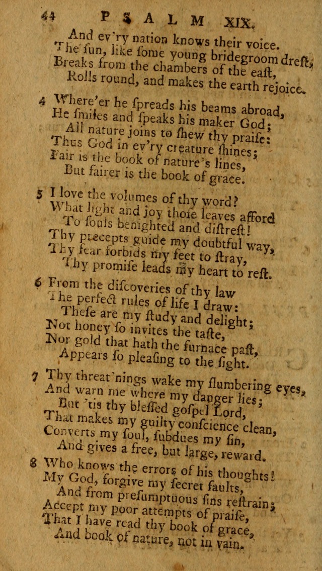 Psalms, carefully suited to the Christian worship in the United States of America: being an improvement of the old version of the Psalms of David ; allowed by the reverend Synod of New York and Philad page 44