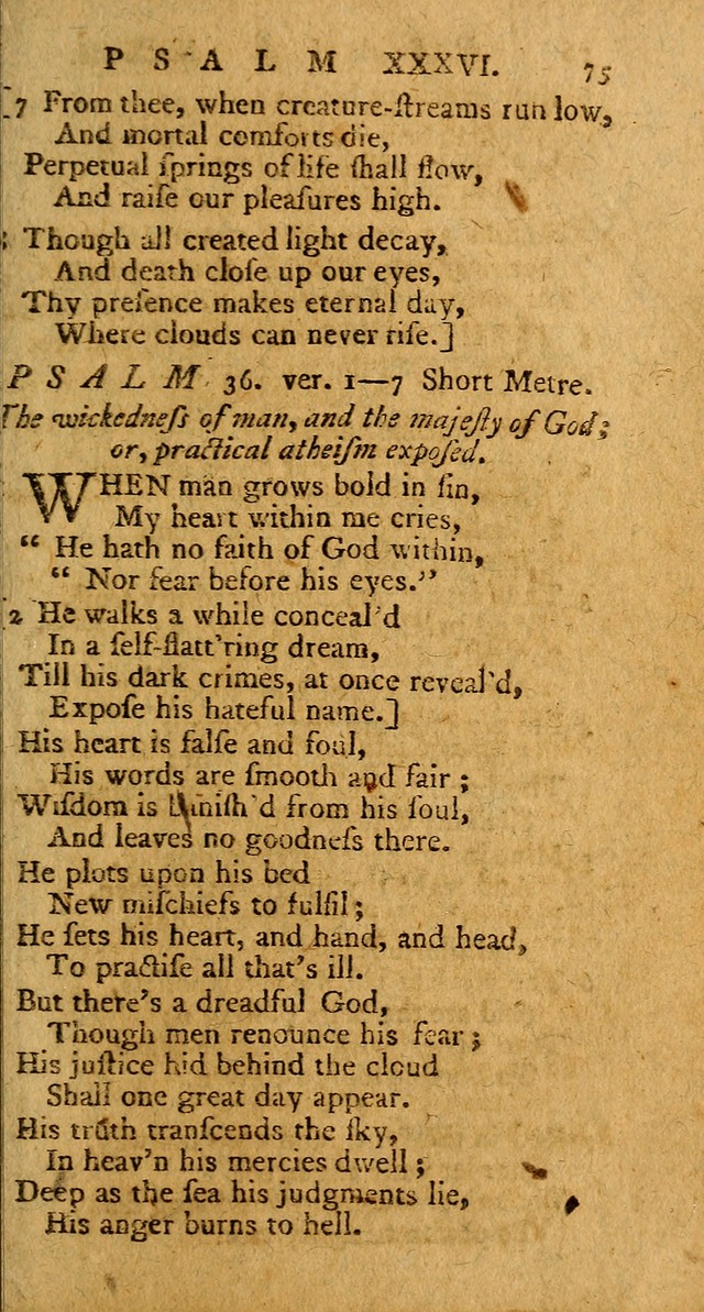 Psalms, carefully suited to the Christian worship in the United States of America: being an improvement of the old version of the Psalms of David ; allowed by the reverend Synod of New York and Philad page 75