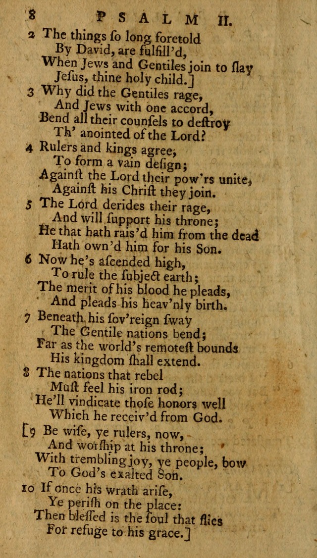 Psalms, carefully suited to the Christian worship in the United States of America: being an improvement of the old version of the Psalms of David ; allowed by the reverend Synod of New York and Philad page 8