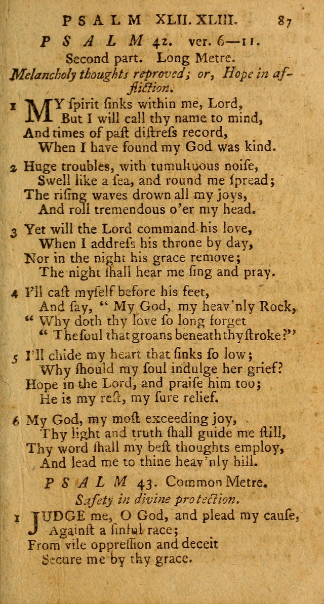 Psalms, carefully suited to the Christian worship in the United States of America: being an improvement of the old version of the Psalms of David ; allowed by the reverend Synod of New York and Philad page 87
