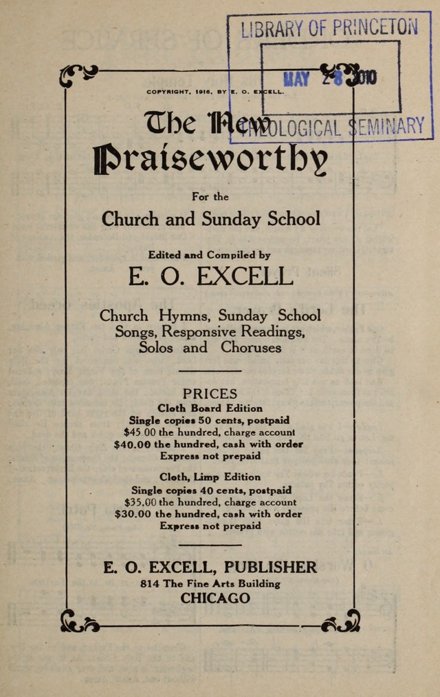 The New Praiseworthy: for the Church and Sunday School page v