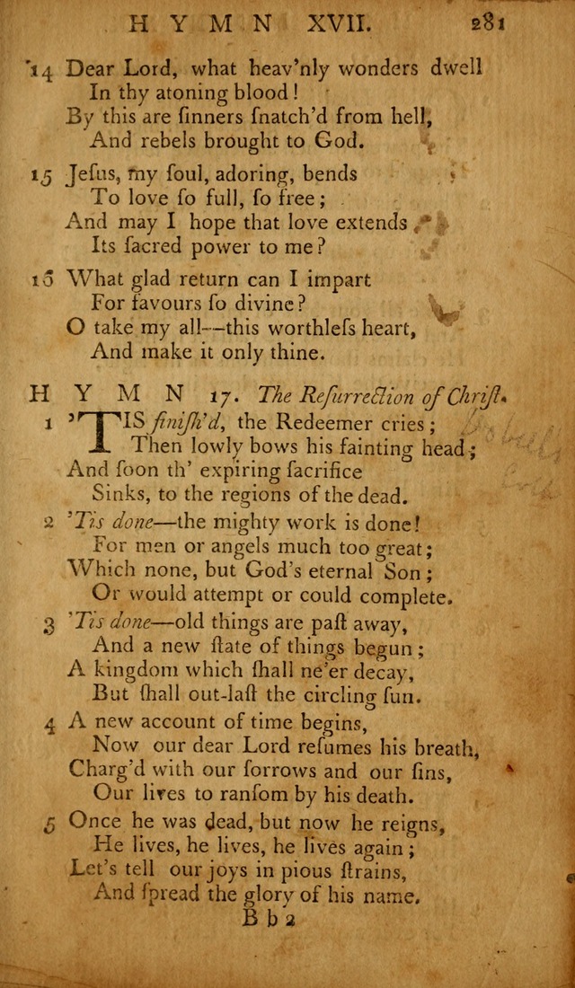 The Psalms of David: with hymns and spiritual songs: also, the catechism, confession of faith, and liturgy of the Reformed Church in the Netherlands page 281