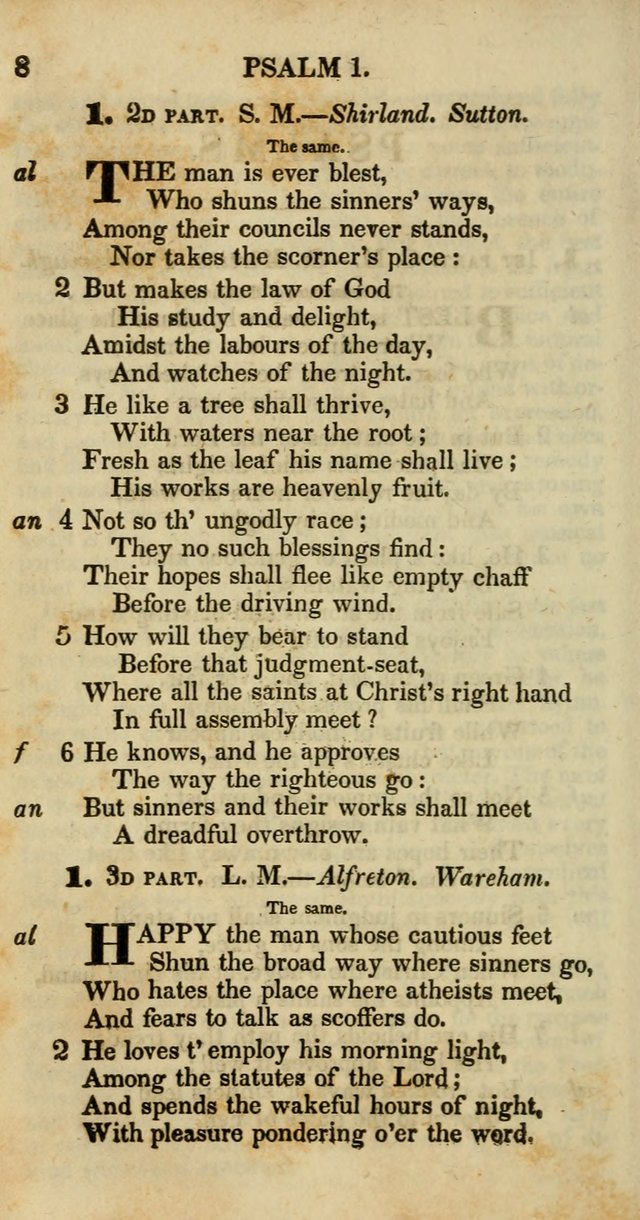 Psalms and Hymns, Adapted to Public Worship: and approved by the General Assembly of the Presbyterian Church in the United States of America: the latter being arranged according to subjects... page 8