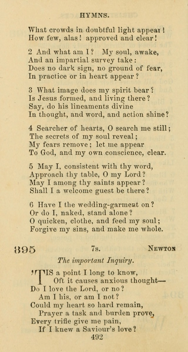 Psalms and Hymns: adapted to social, private and public worship in the Cumberland Presbyterian Chruch page 492