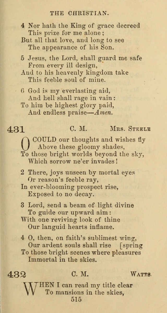 Psalms and Hymns: adapted to social, private and public worship in the Cumberland Presbyterian Chruch page 515