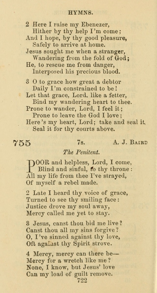 Psalms and Hymns: adapted to social, private and public worship in the Cumberland Presbyterian Chruch page 722