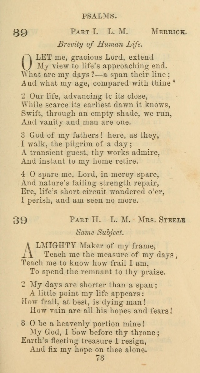 Psalms and Hymns: adapted to social, private and public worship in the Cumberland Presbyterian Chruch page 73