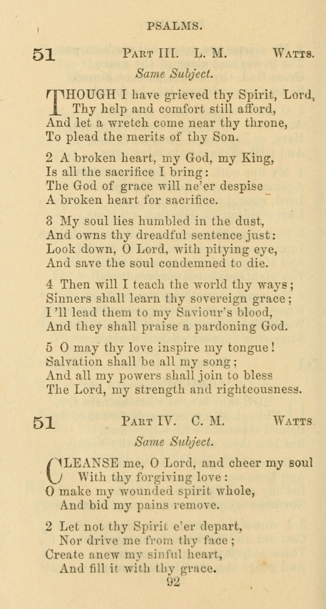 Psalms and Hymns: adapted to social, private and public worship in the Cumberland Presbyterian Chruch page 92
