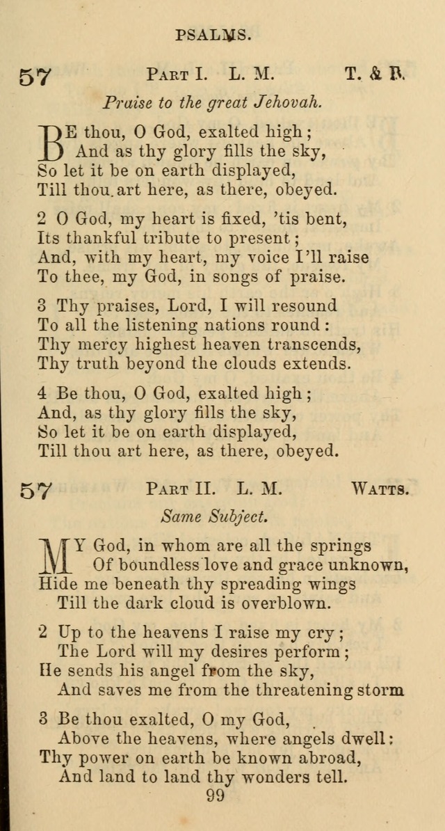 Psalms and Hymns: adapted to social, private and public worship in the Cumberland Presbyterian Chruch page 99