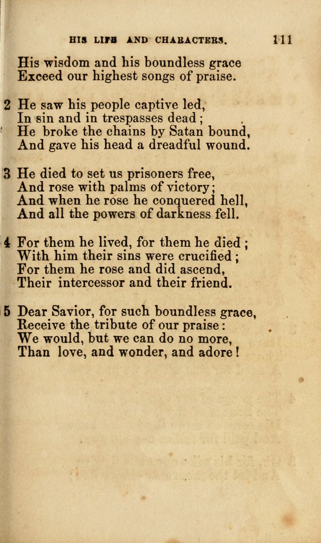 Pocket Hymns: original and selected. designed for the use of the regular Baptist church, and all who love our Lord Jesus Christ page 111