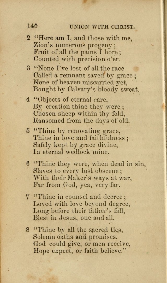 Pocket Hymns: original and selected. designed for the use of the regular Baptist church, and all who love our Lord Jesus Christ page 140