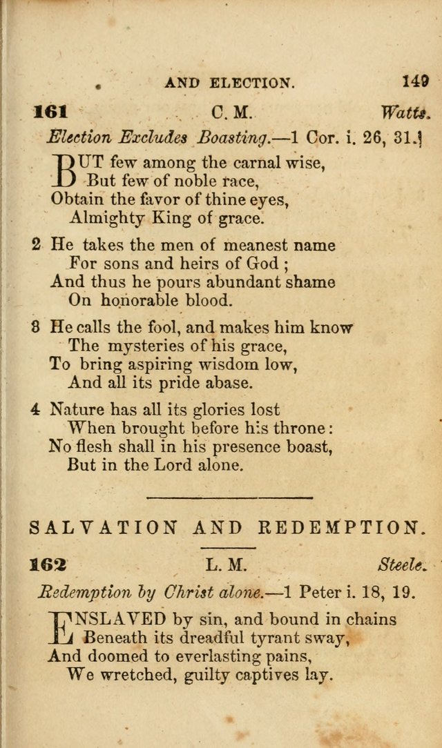 Pocket Hymns: original and selected. designed for the use of the regular Baptist church, and all who love our Lord Jesus Christ page 149