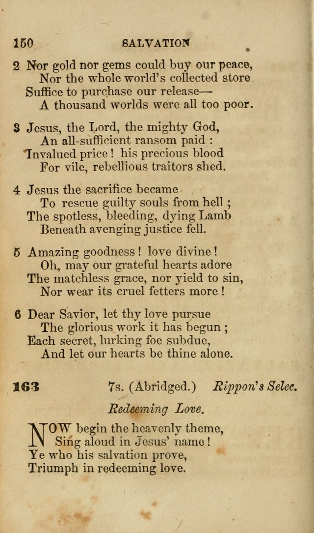 Pocket Hymns: original and selected. designed for the use of the regular Baptist church, and all who love our Lord Jesus Christ page 150