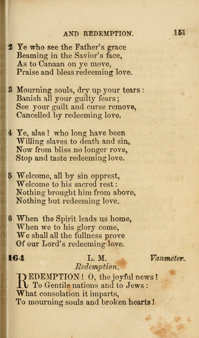 Pocket Hymns: original and selected. designed for the use of the regular Baptist church, and all who love our Lord Jesus Christ page 151