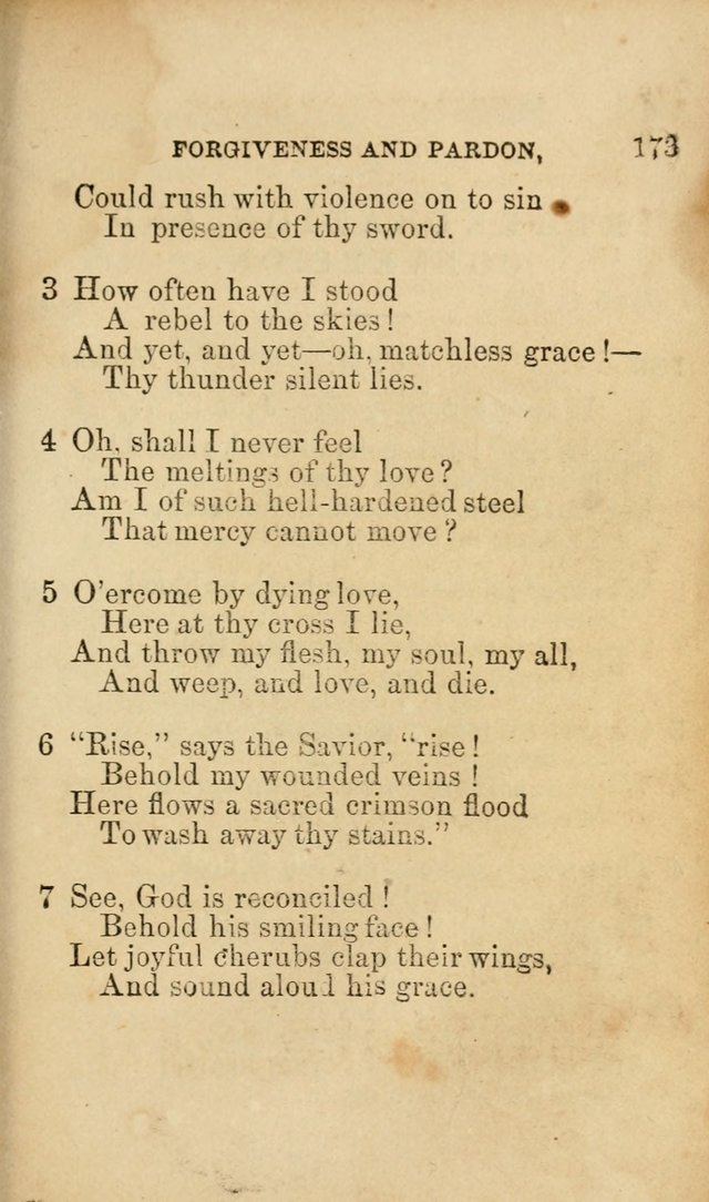 Pocket Hymns: original and selected. designed for the use of the regular Baptist church, and all who love our Lord Jesus Christ page 173