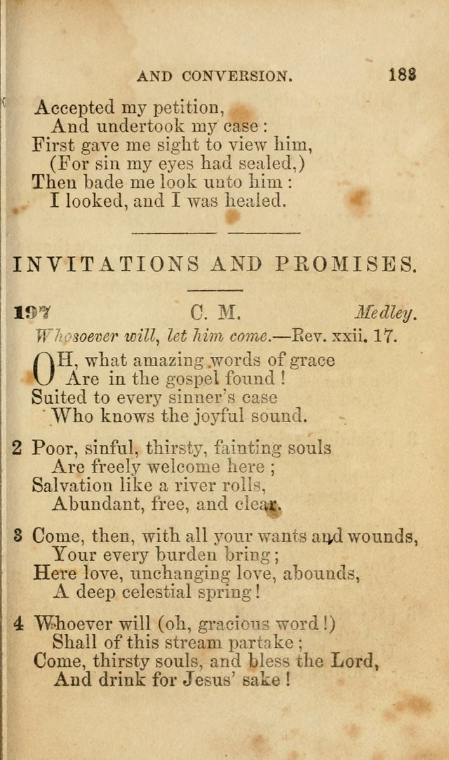 Pocket Hymns: original and selected. designed for the use of the regular Baptist church, and all who love our Lord Jesus Christ page 183