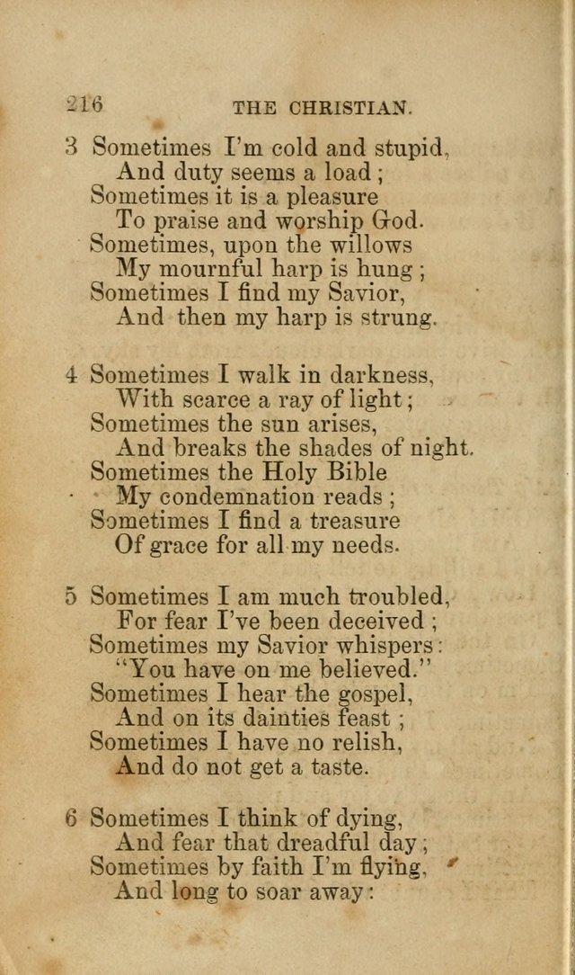 Pocket Hymns: original and selected. designed for the use of the regular Baptist church, and all who love our Lord Jesus Christ page 216