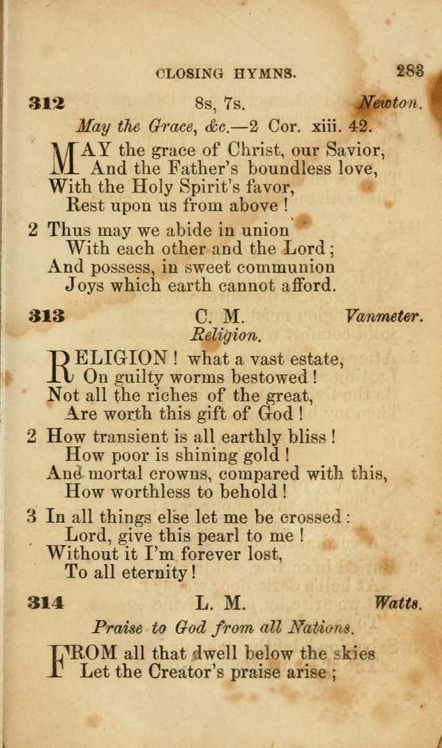 Pocket Hymns: original and selected. designed for the use of the regular Baptist church, and all who love our Lord Jesus Christ page 285
