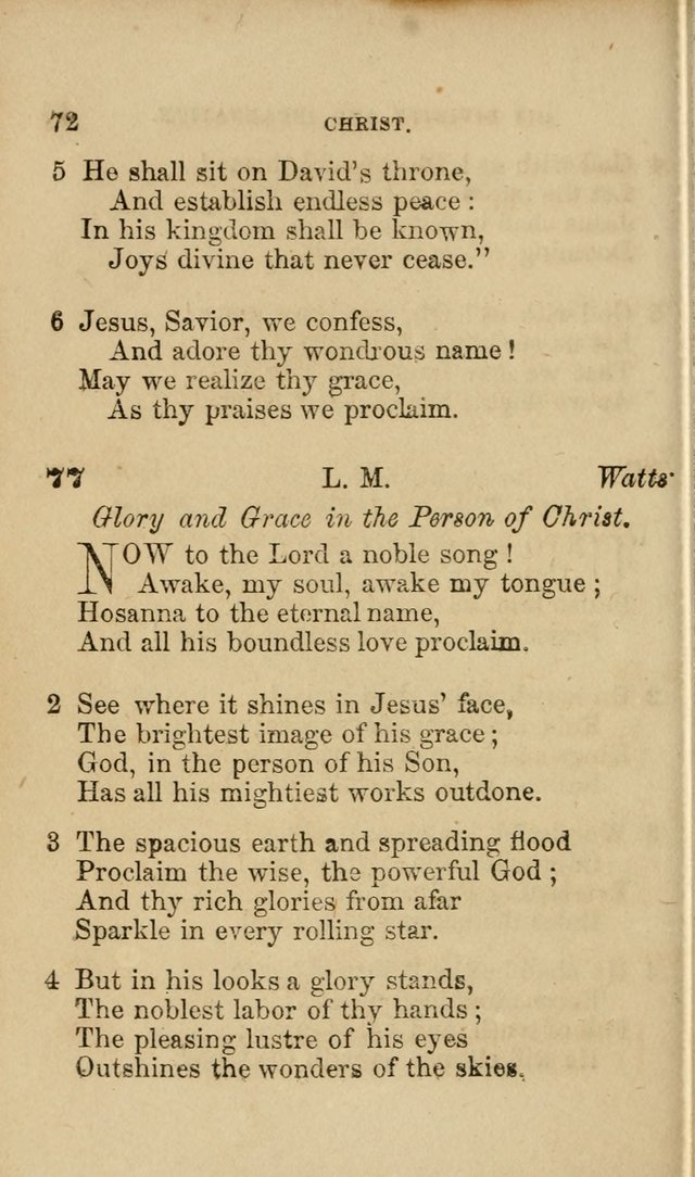 Pocket Hymns: original and selected. designed for the use of the regular Baptist church, and all who love our Lord Jesus Christ page 72