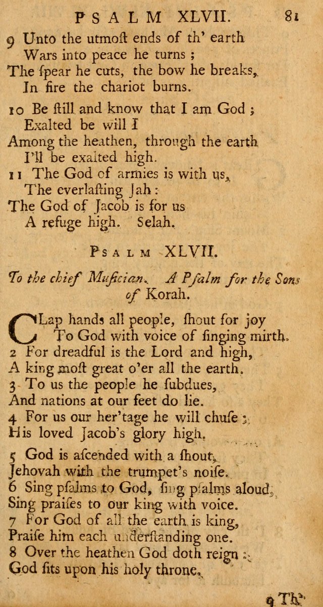 The Psalms, Hymns, and Spiritual Songs of the Old and New-Testament: faithfully translated into English metre: for the use, edification, and comfort of the saints...especially in New-England (25th ed) page 85