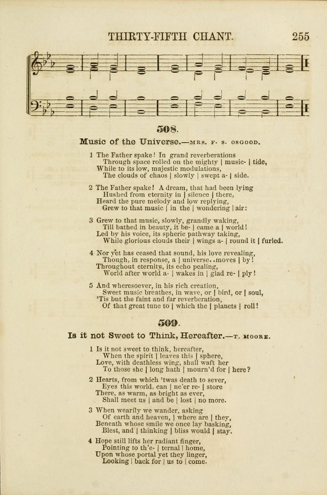 The Psalms of Life: A Compilation of Psalms, Hymns, Chants, Anthems, &c. Embodying the Spiritual, Progressive and Reformatory Sentiment of the Present Age page 255