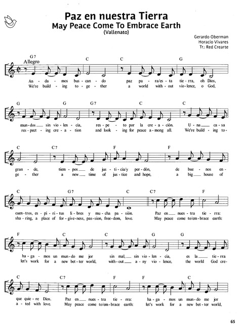 Paz en Nuestra Tierra: Canciones para el Camino desde América Latina / Peace on Earth: Songs for the Journey from Latin America page 59