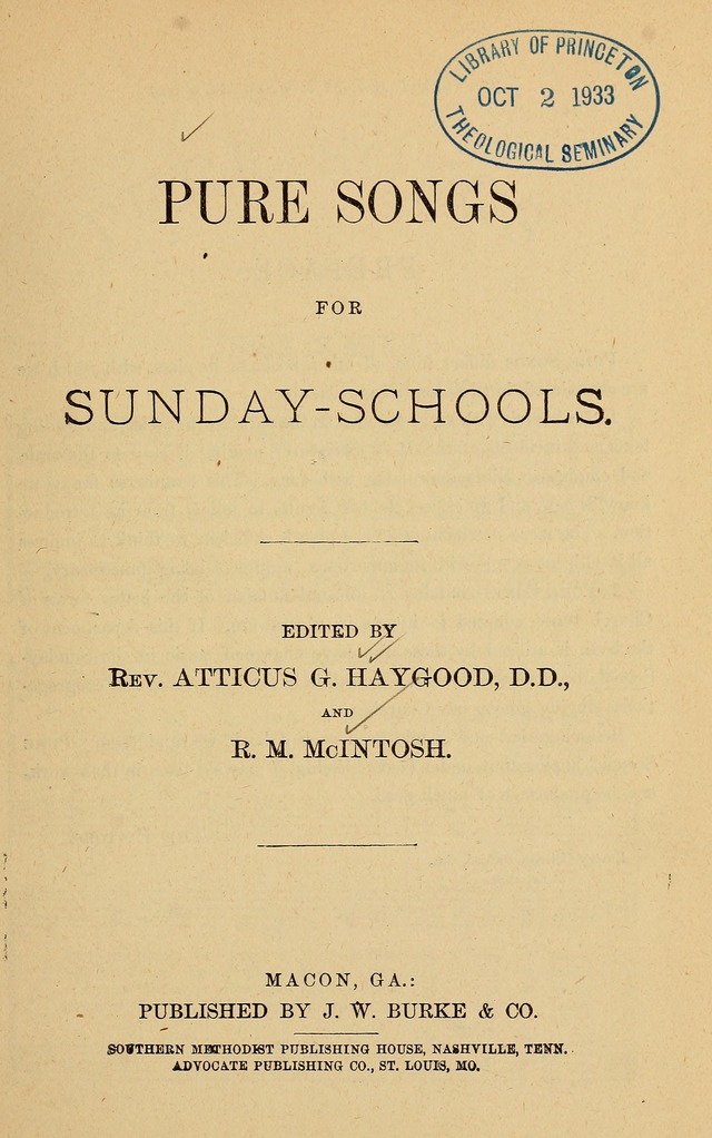 Pure Songs for Sunday-Schools page 8