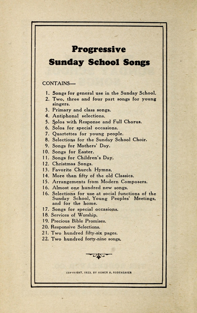 Progressive Sunday School Songs page v