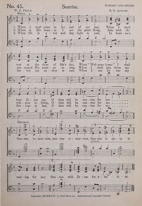 Praise and Service Songs for Sunday Schools page 43