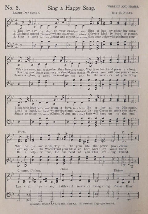 Praise and Service Songs for Sunday Schools page 8