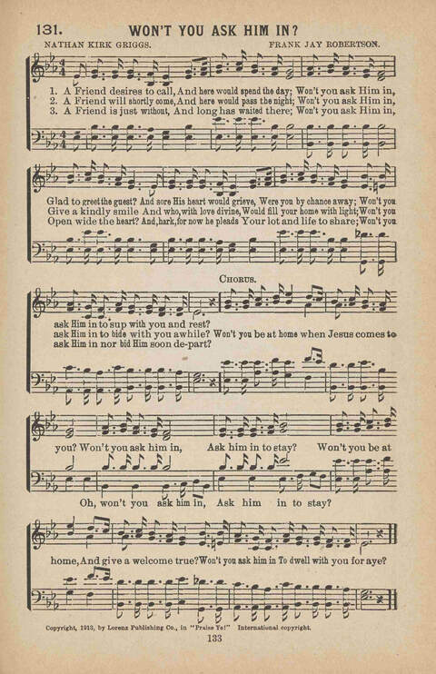 Praise Ye: a collection of sacred songs page 133