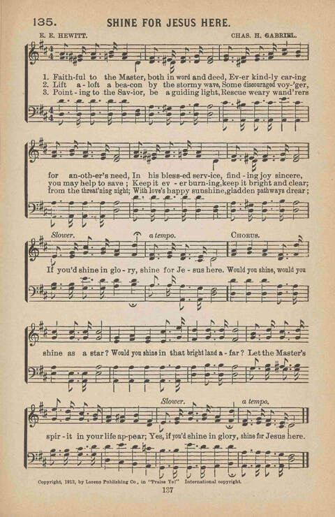 Praise Ye: a collection of sacred songs page 137