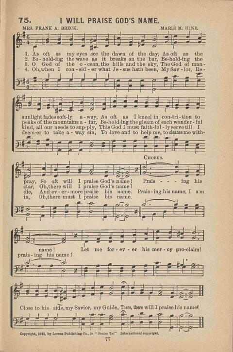 Praise Ye: a collection of sacred songs page 77