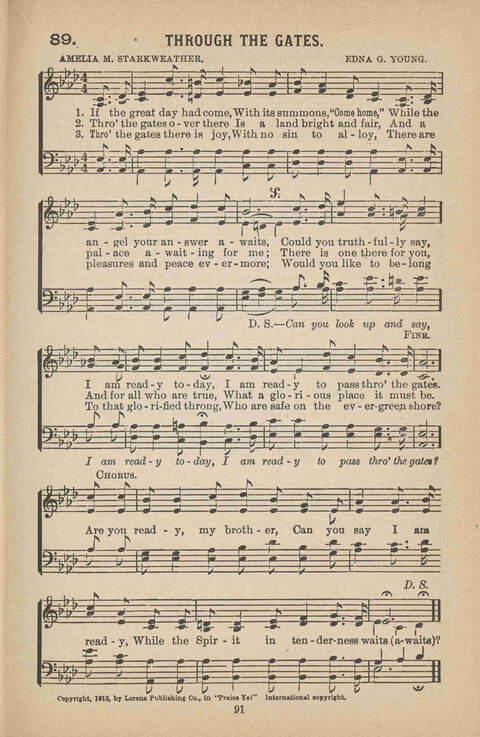 Praise Ye: a collection of sacred songs page 91