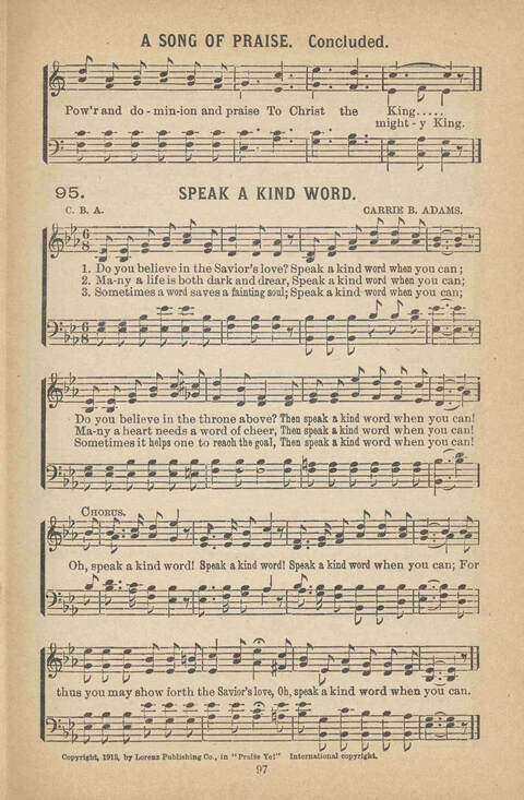 Praise Ye: a collection of sacred songs page 97