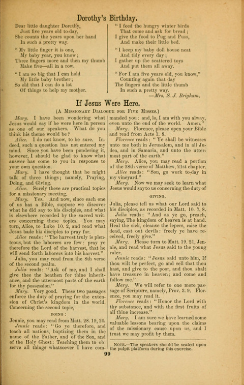 Recitations Song and Story: for Sunday and day schools, primary and intermediate Departments page 99