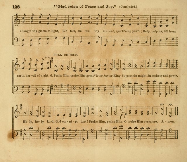 The Silver Chime: a cluster of Sabbath school melodies, tunes, sentences, chants, etc., for the use of children and teachers in their school exercises, devotions, and recreations, to which is added... page 128