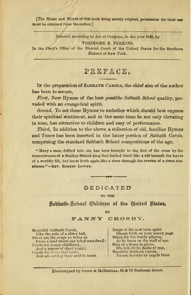 Sabbath Carols : A New Collection of Music and Hymns page 1